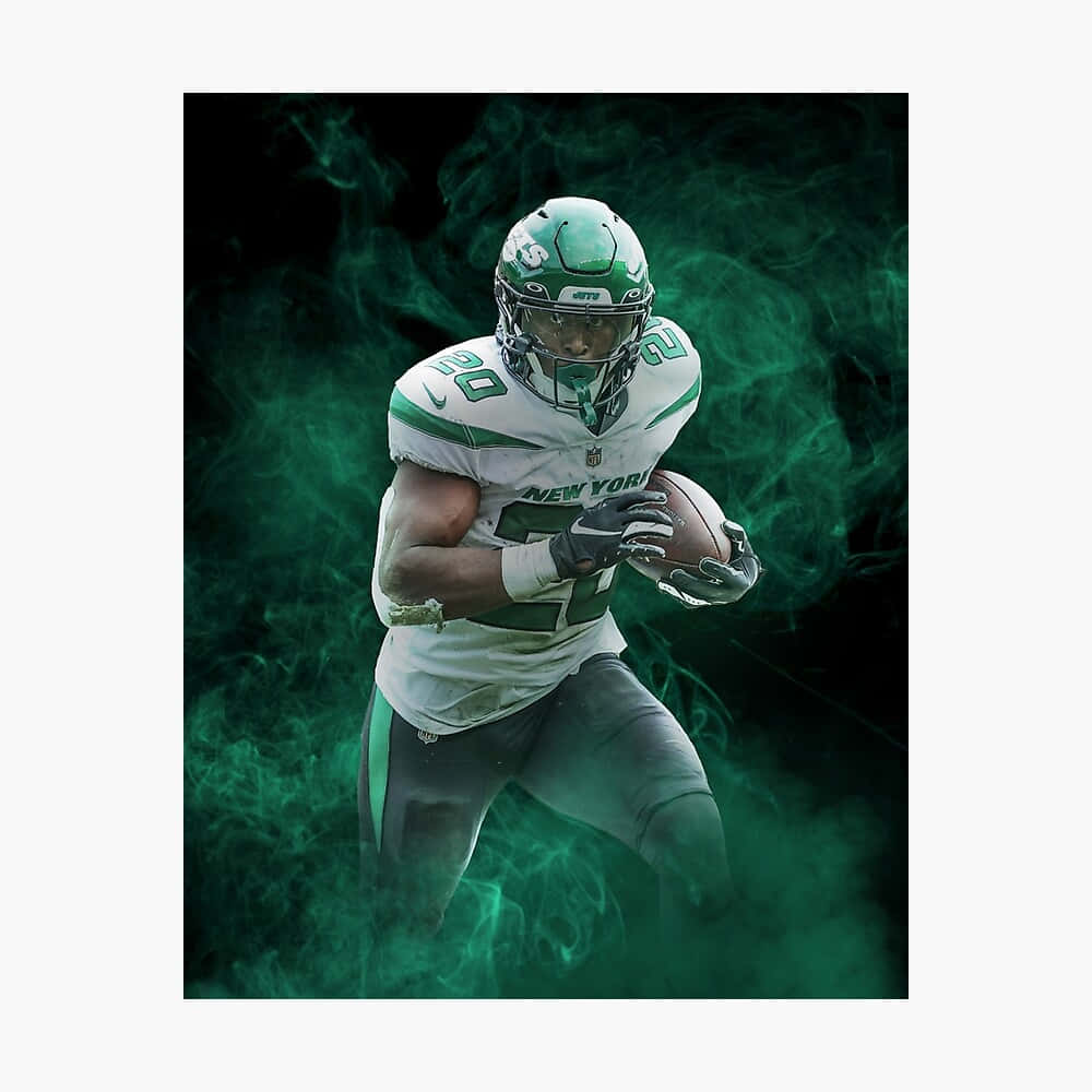 Dynamic Football Player Green Smoke Background Wallpaper