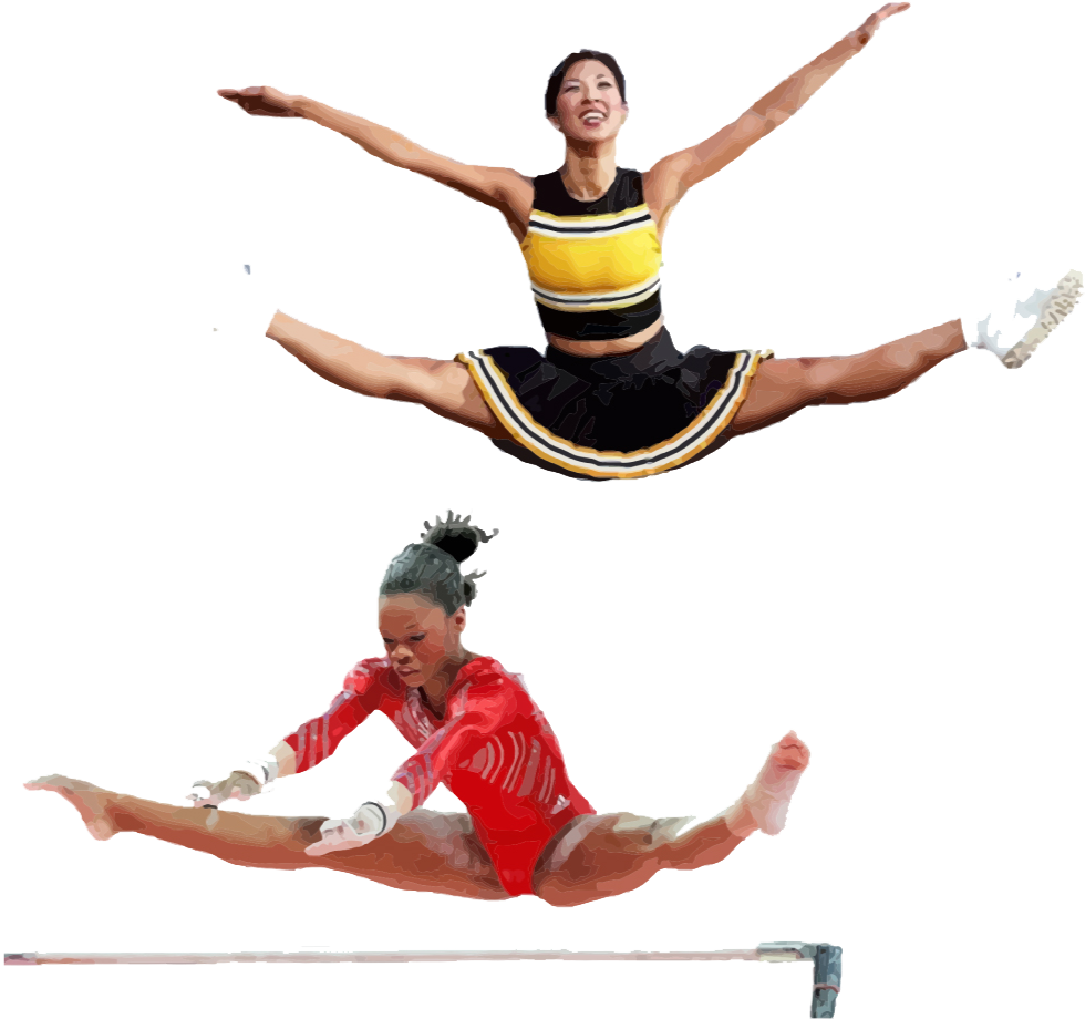 Dynamic Gymnastics Split Jumpand Uneven Bars PNG