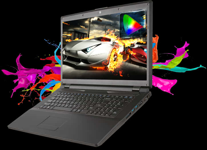 Dynamic Laptop Display Explosion PNG