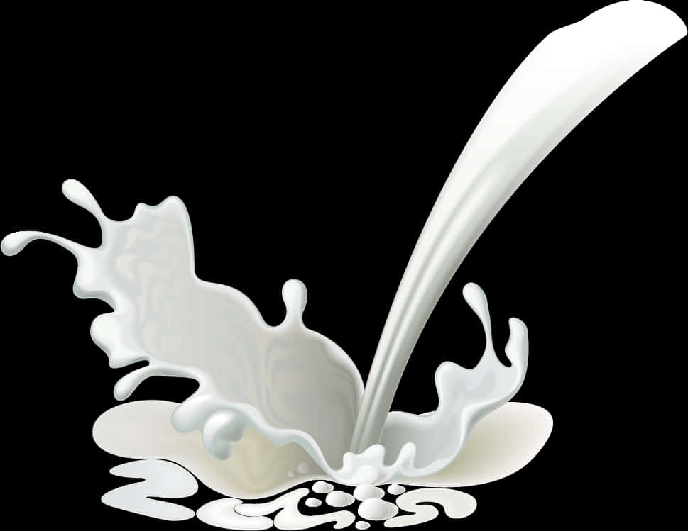 Dynamic Milk Splashon Black Background SVG