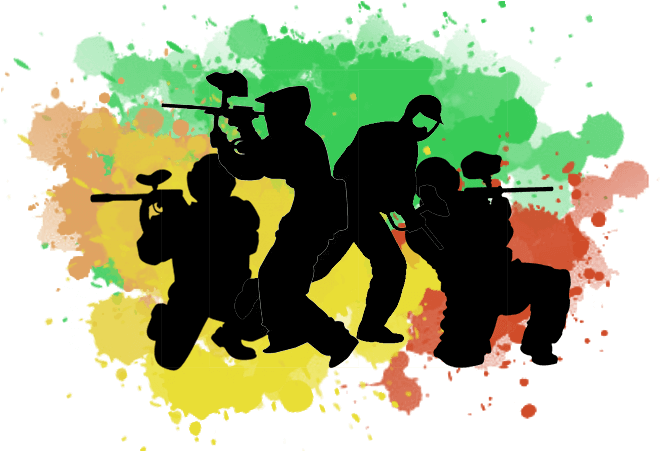 Dynamic Paintball Action Silhouettes PNG