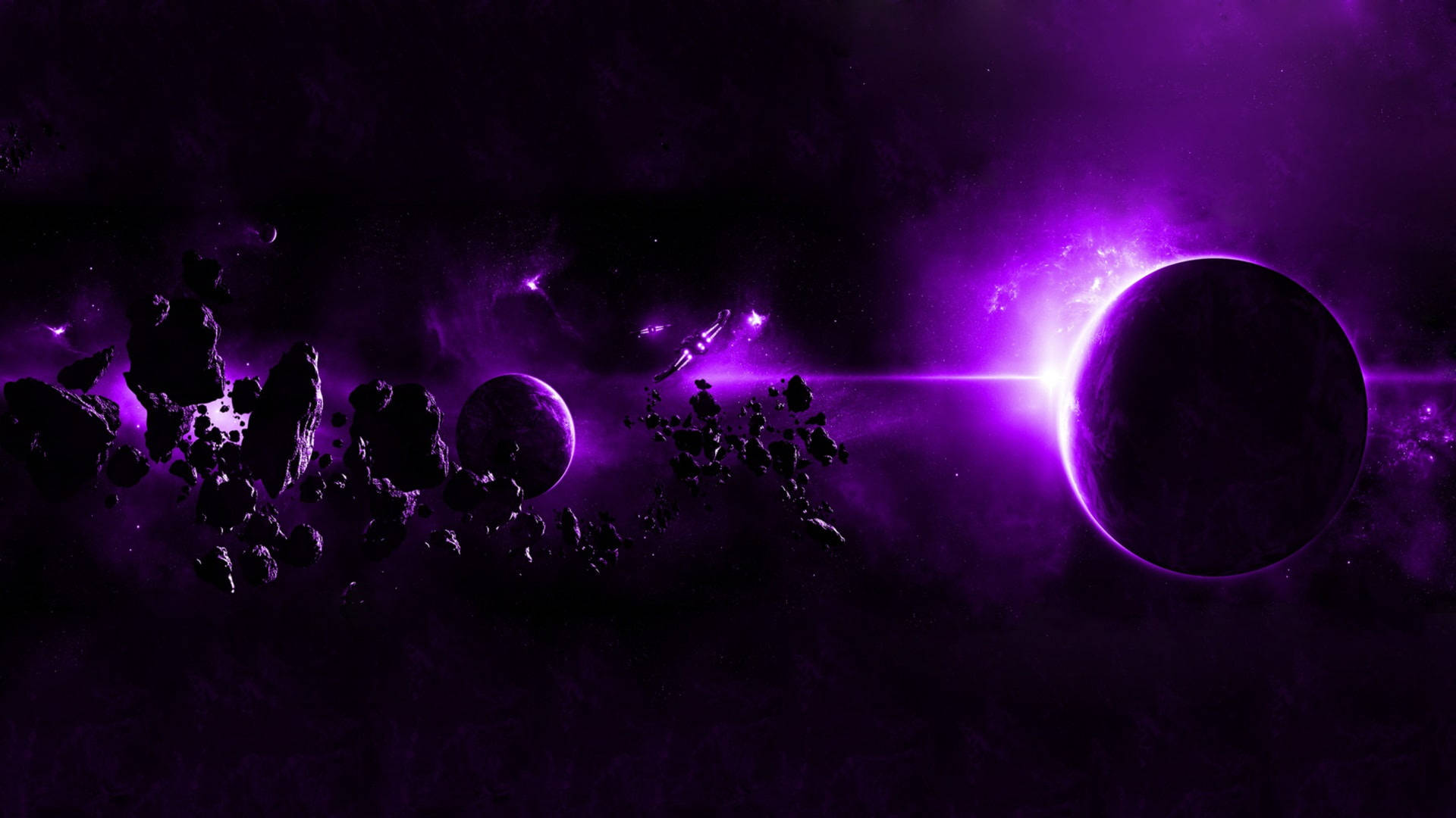 Dynamic Purple Space Planets Wallpaper