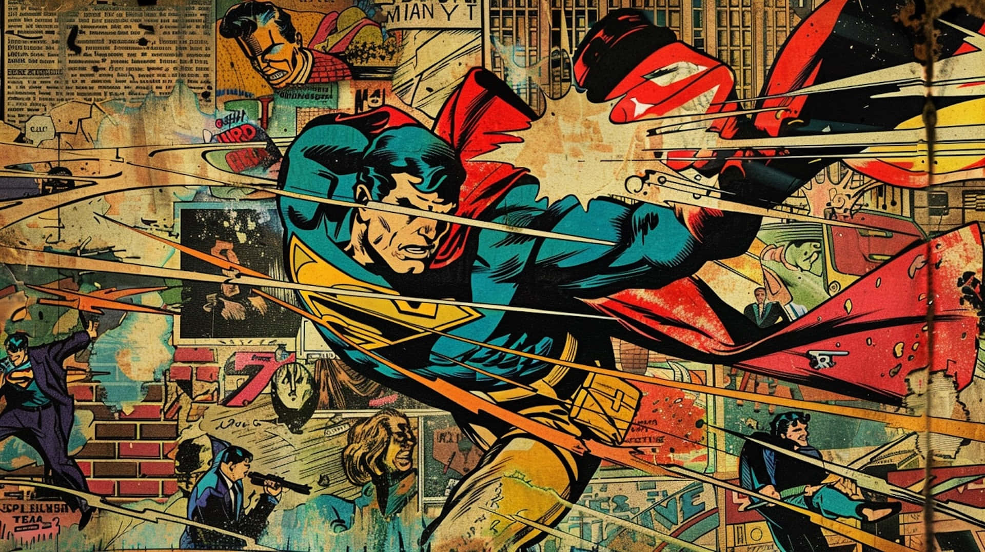Dynamic Retro Comic Hero Action Wallpaper