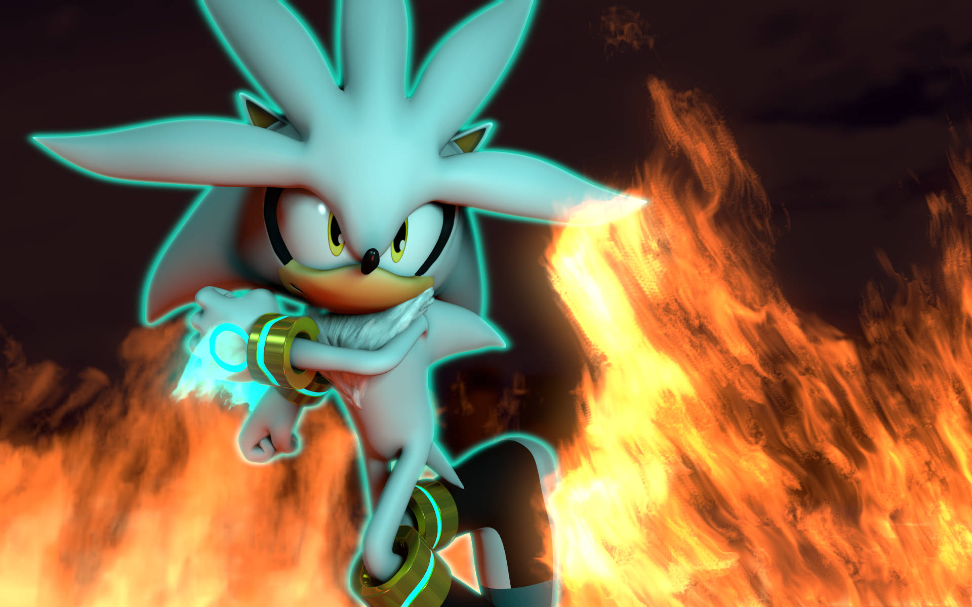 Dynamic Silver The Hedgehog In Action Wallpaper