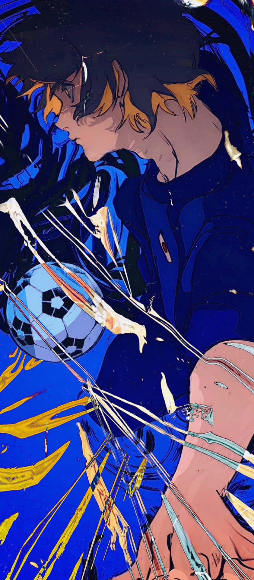 Dynamic Soccer Action Anime Art Wallpaper