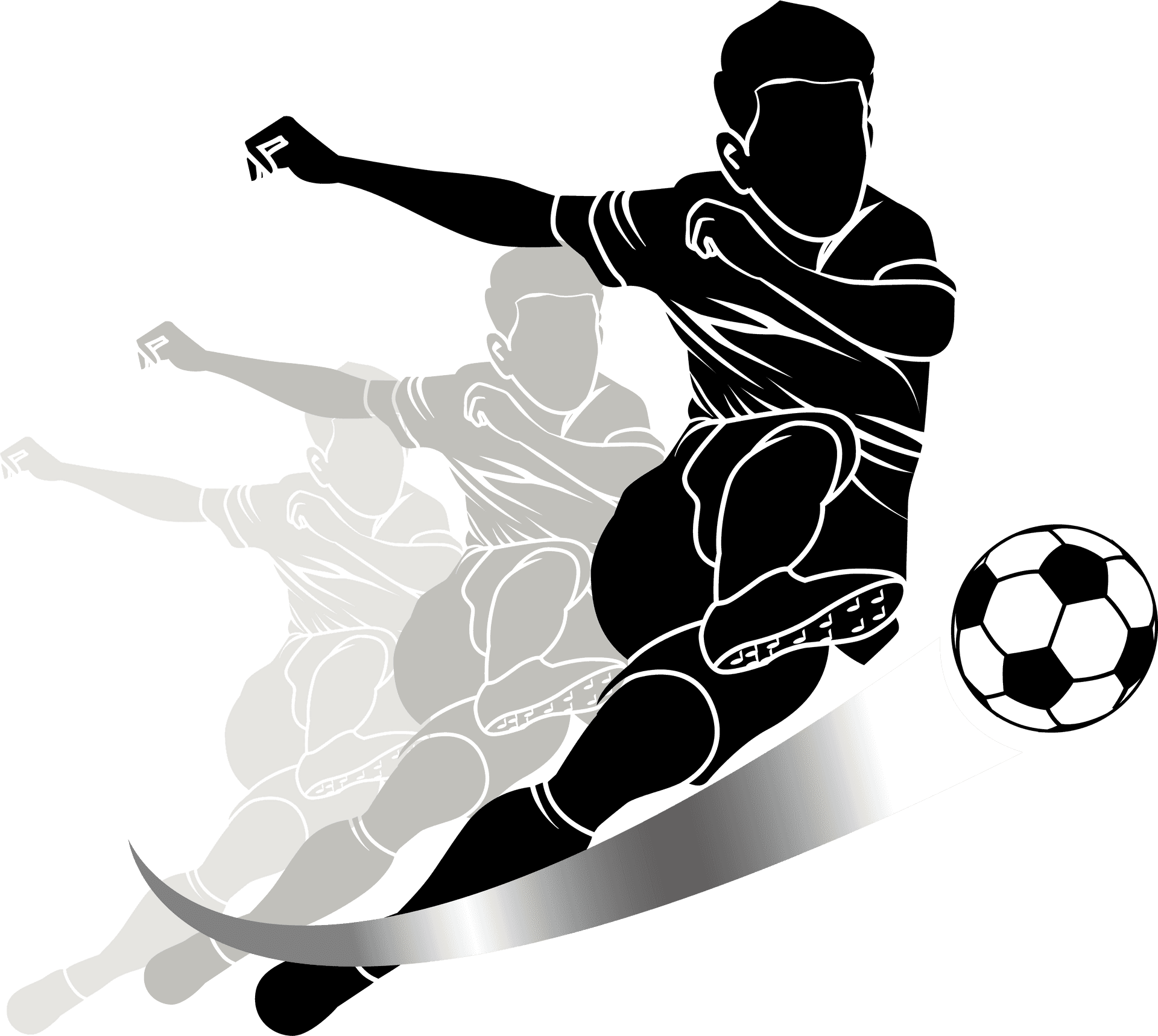 Dynamic Soccer Players Vector Illustration PNG