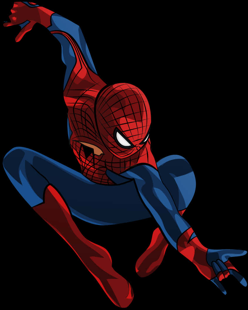Dynamic Spiderman Swinging Action PNG