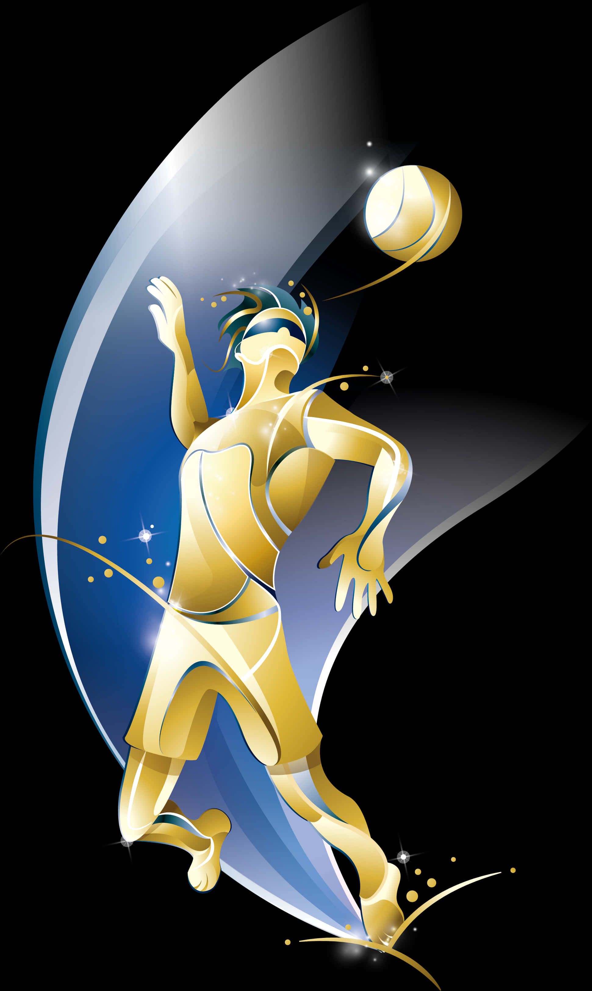 Dynamic Volleyball Player Illustration PNG