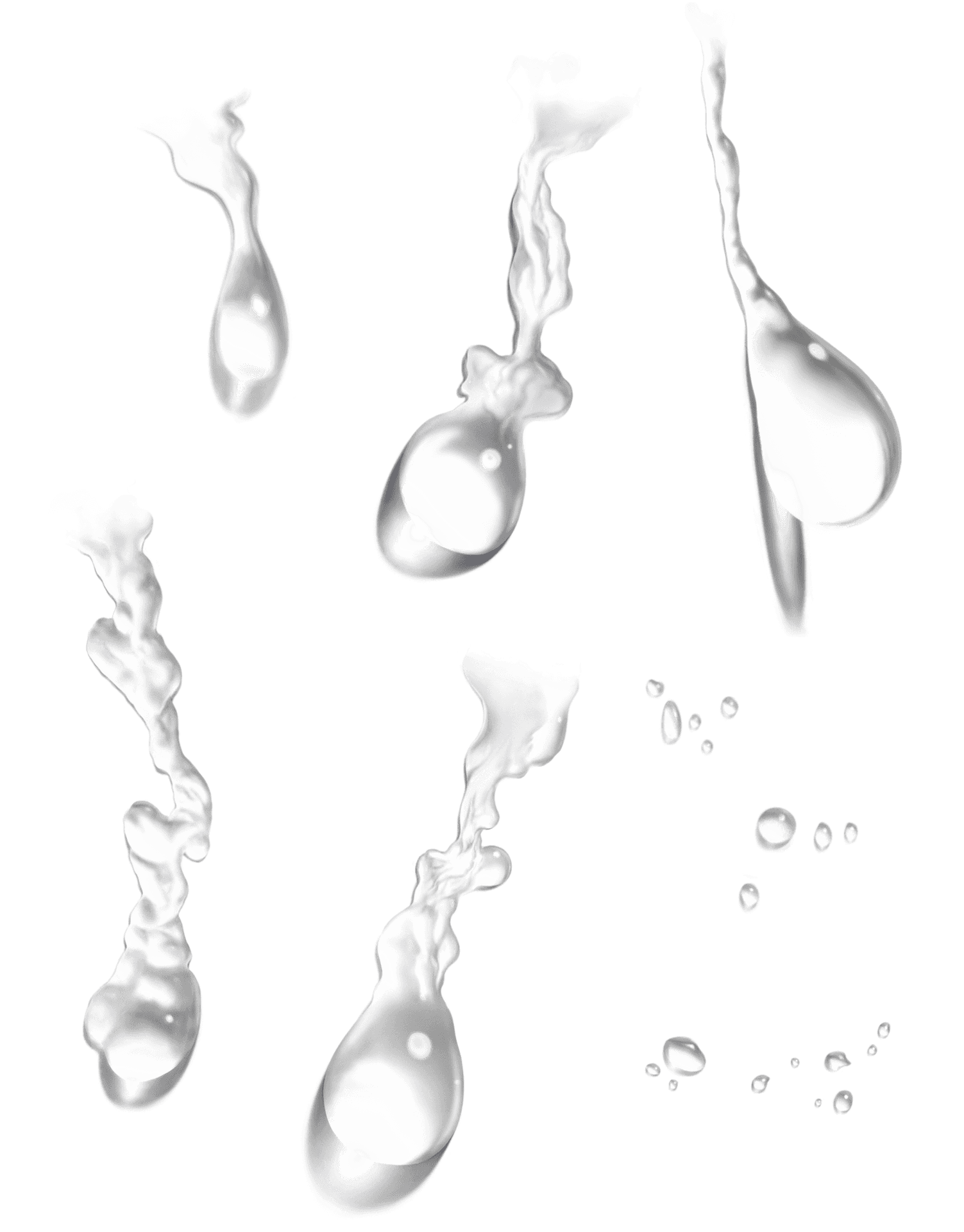 Dynamic Water Droplets Falling PNG