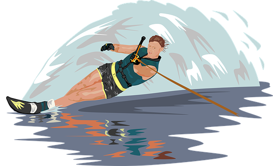 Dynamic Water Skiing Illustration PNG