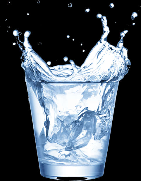 Dynamic Water Splashin Glass PNG