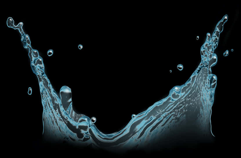 Dynamic Water Splashon Black Background PNG