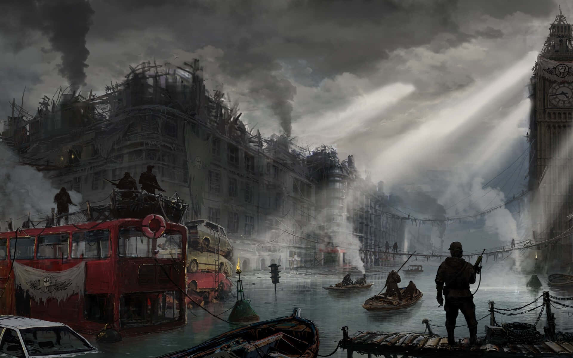 Dystopian_ Flooded_ London Wallpaper