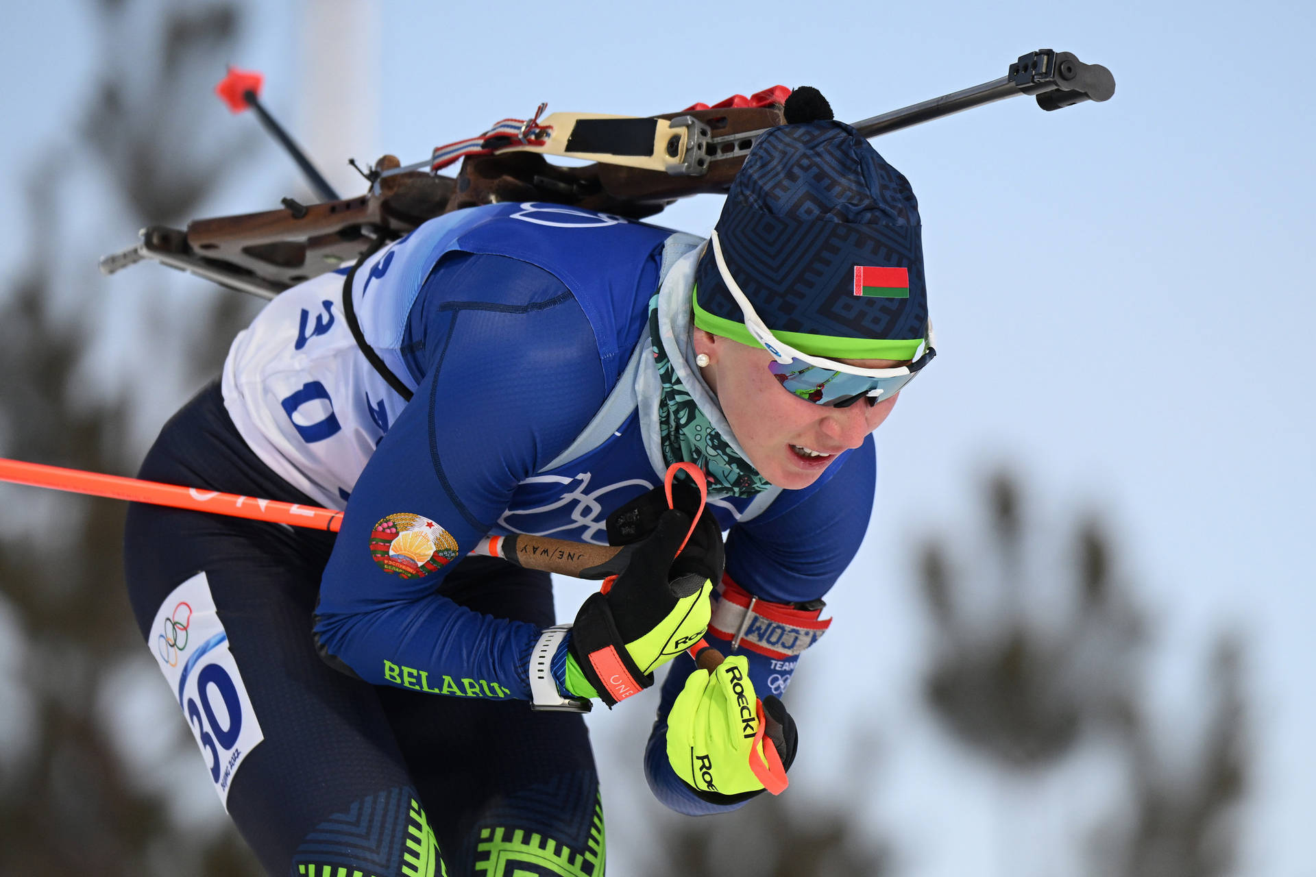 Dzinara Alimbekava Biathlon Skiing At Beijing Winter Olympics Wallpaper