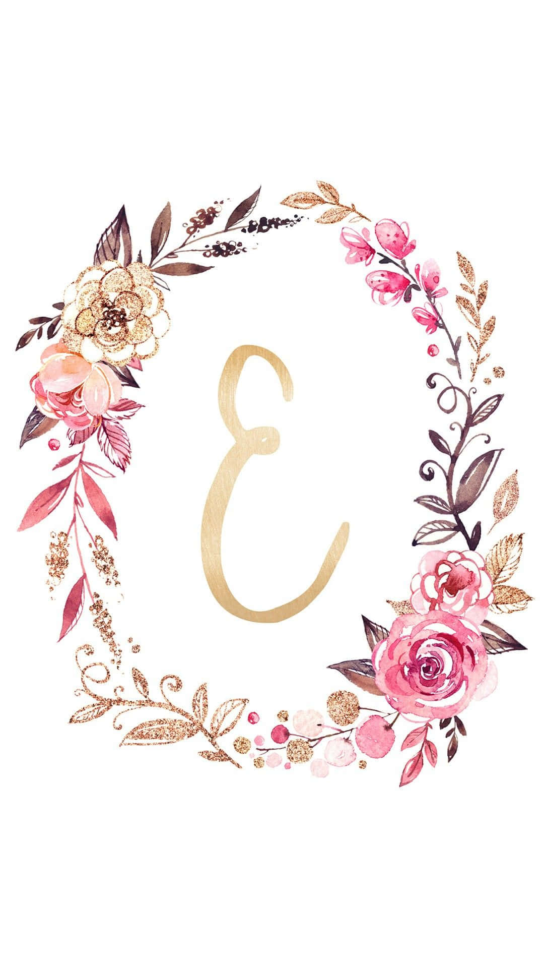 A Watercolor Floral Wreath With The Number 3
