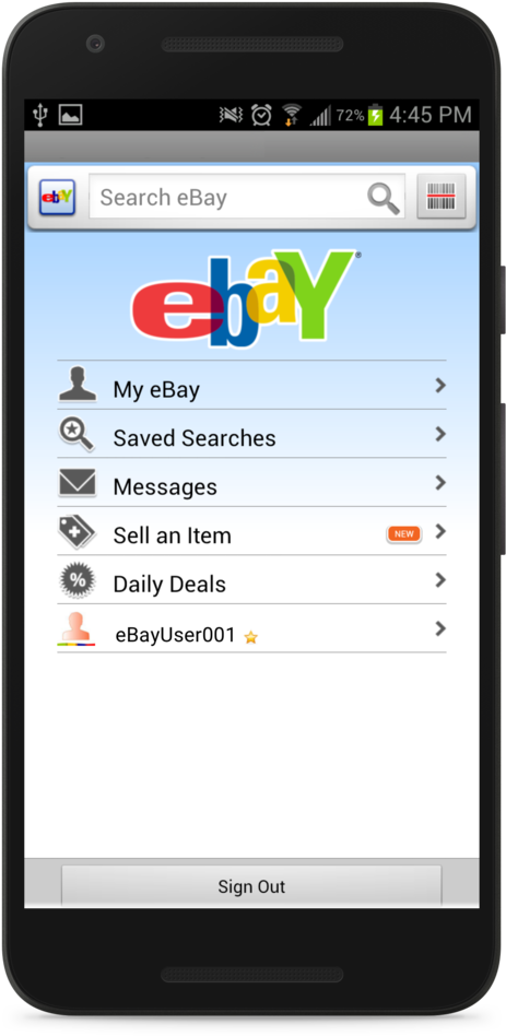 E Bay Mobile App Screenshot PNG