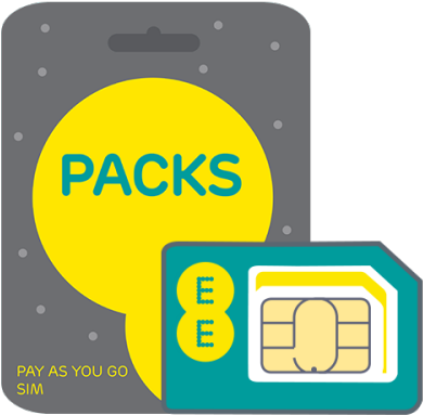 E E Pay As You Go S I M Card Pack PNG