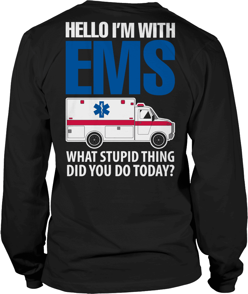 E M S Humor Black Sweatshirt PNG