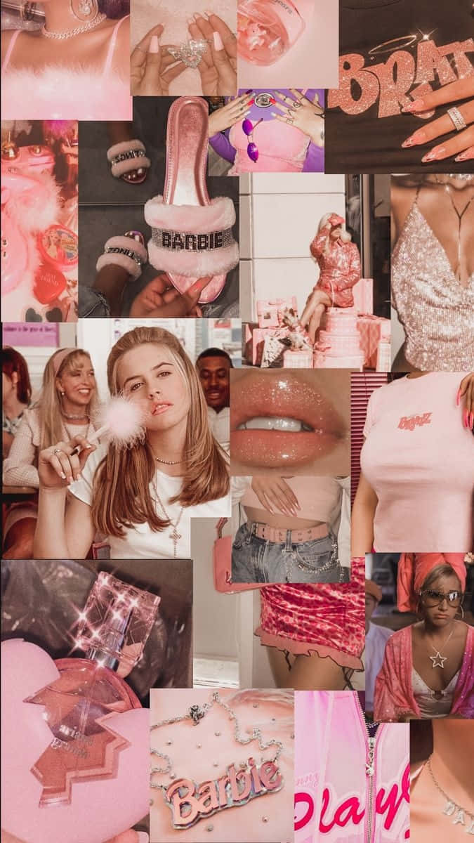 Early2000s Pink Aesthetic Collage Wallpaper