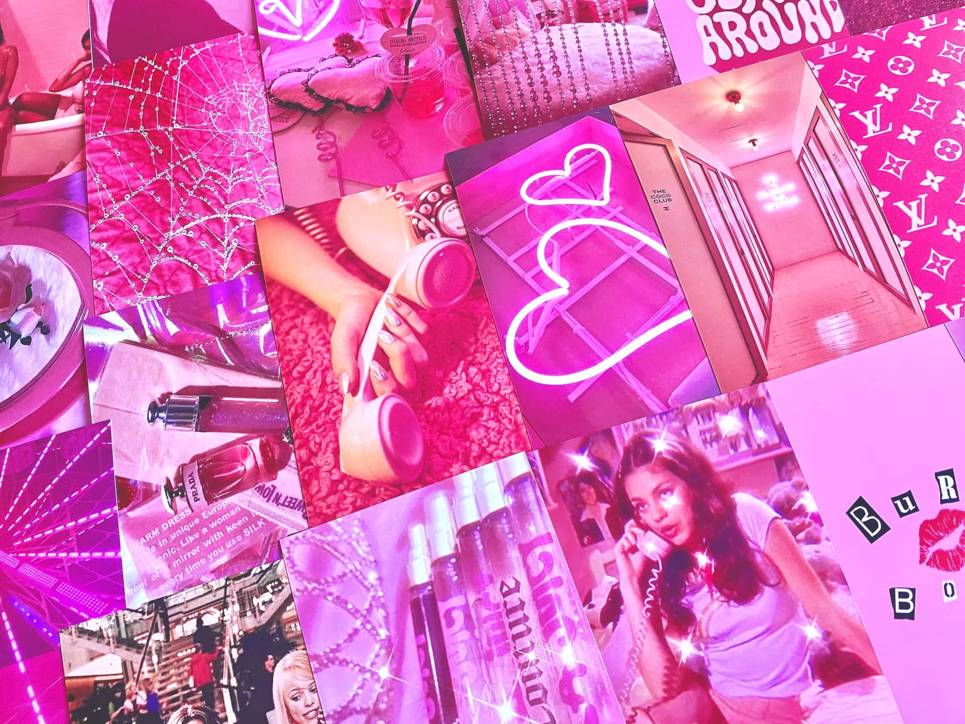 Early2000s Pink Aesthetic Collage Wallpaper