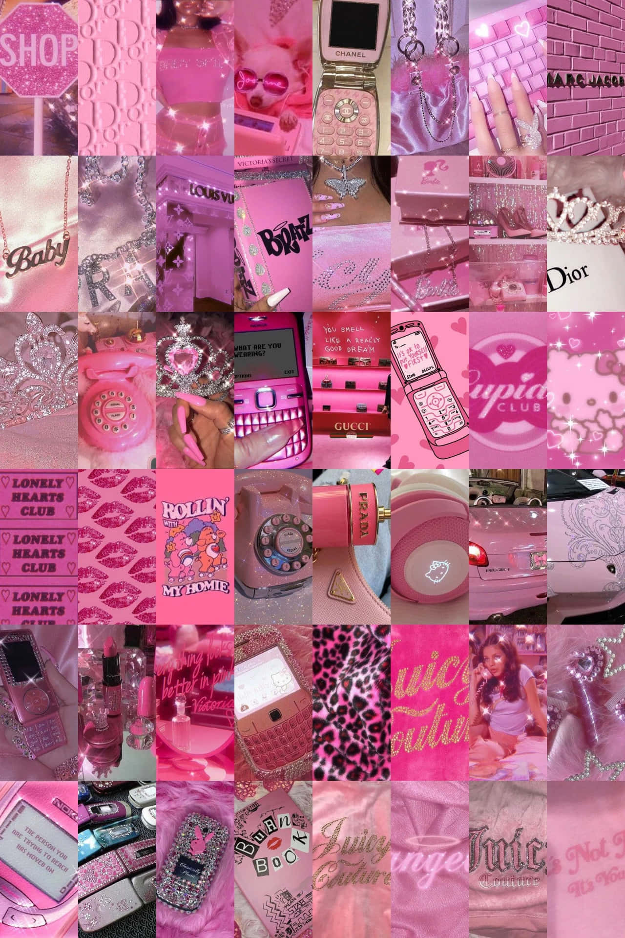 Early2000s Pink Aesthetic Collage Wallpaper