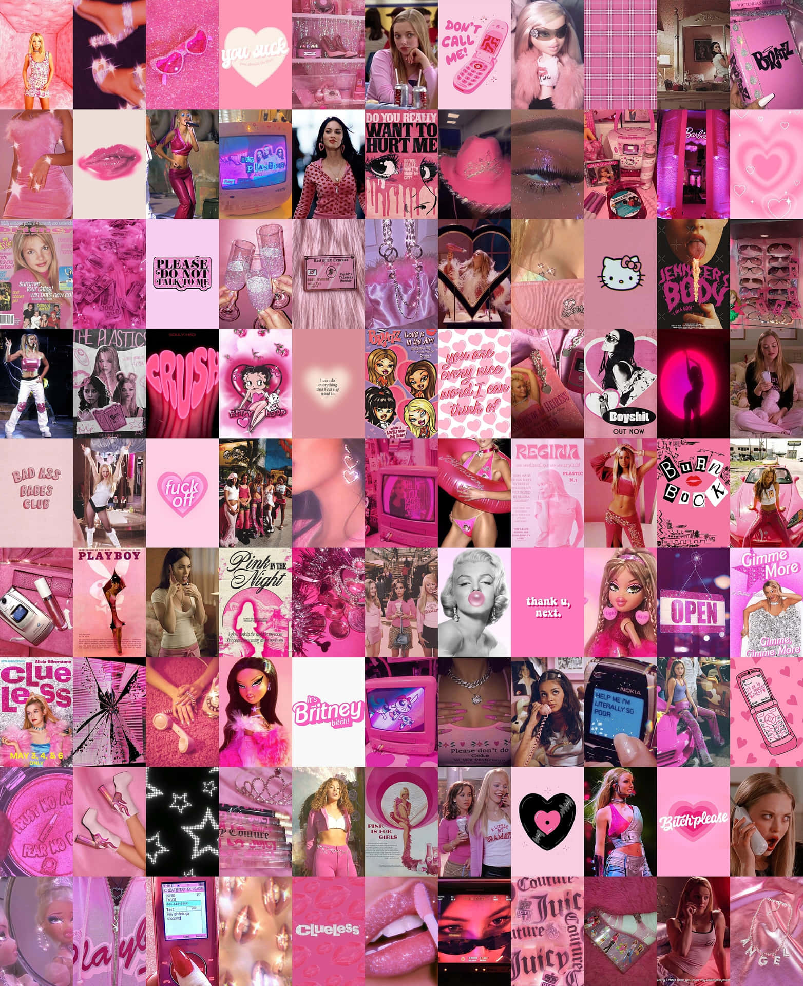 Early2000s Pink Aesthetic Collage Wallpaper