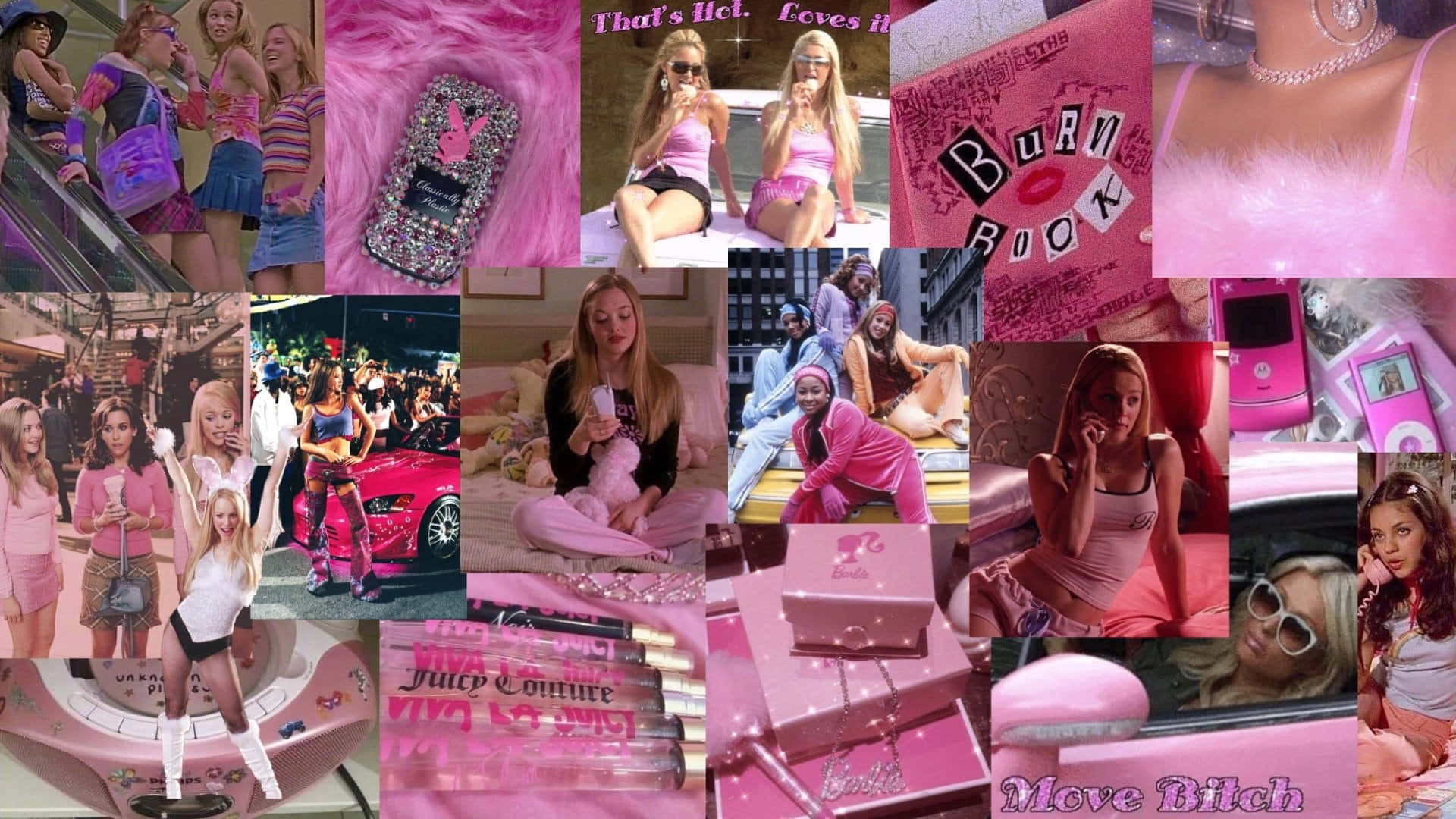 Early2000s Pink Aesthetic Collage Wallpaper