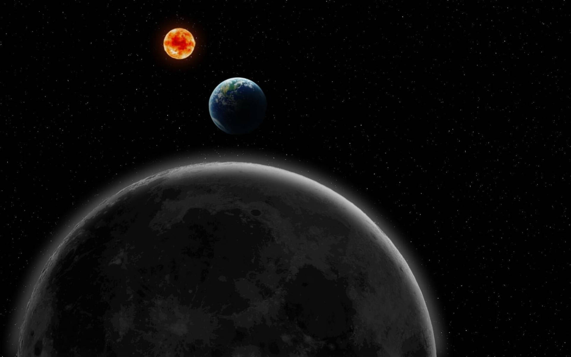 Earth And Sun Near Black Planet Wallpaper