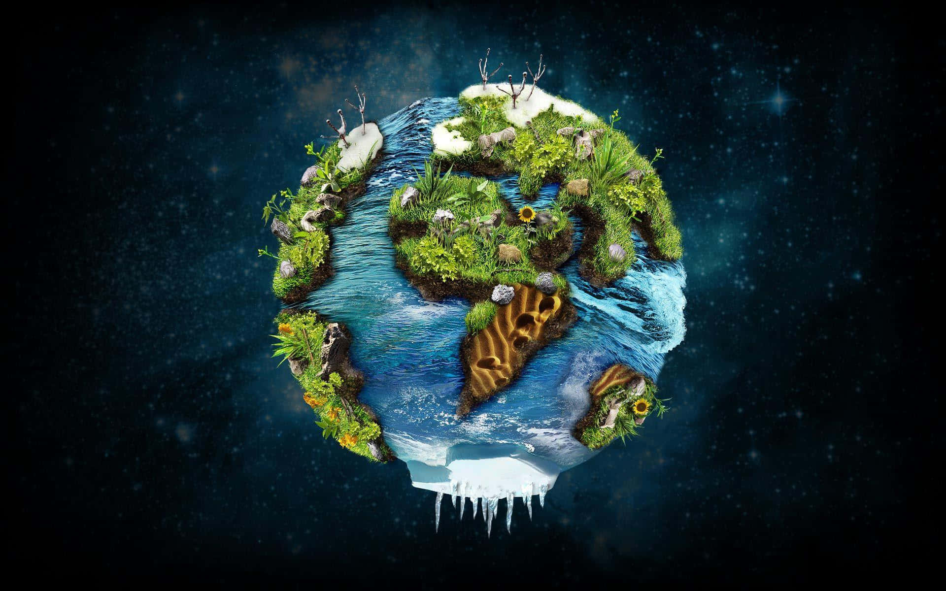 Popping Ecosystem On Earth Background