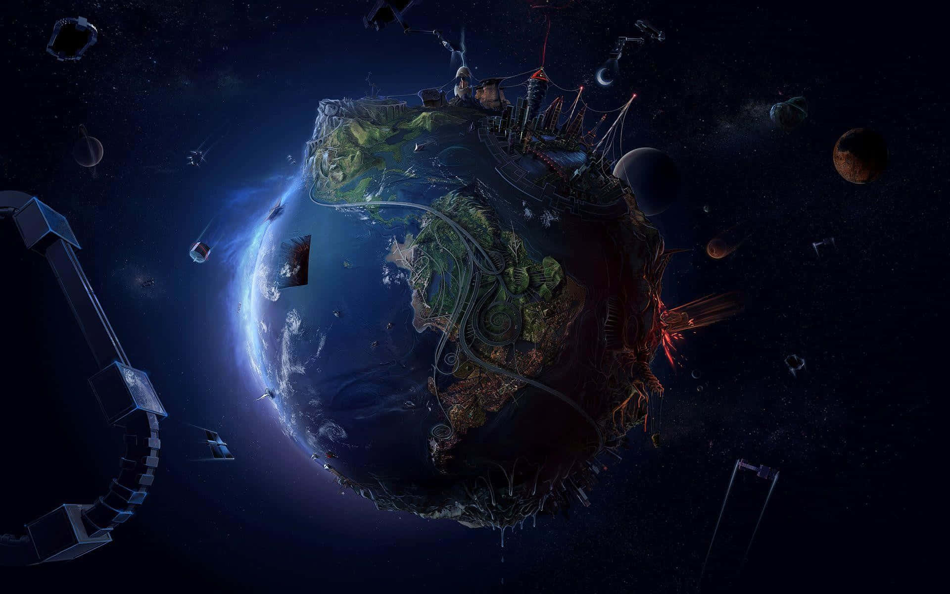 Futuristic Earth Digital Art Background