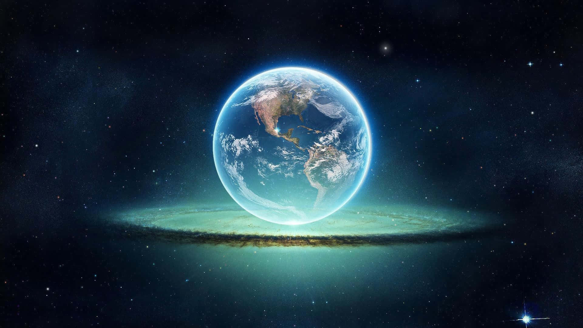Celestial Cloud Space Under Earth Background