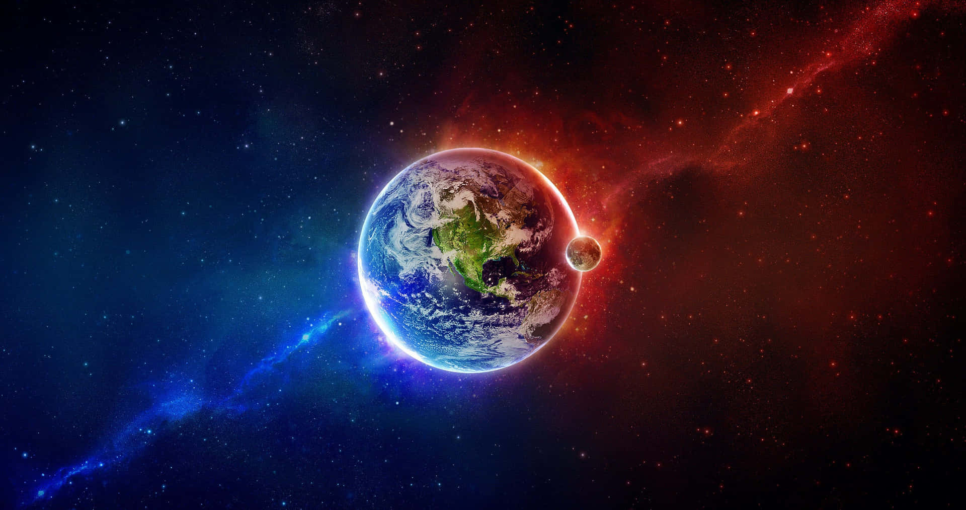 Red And Blue Earth Background