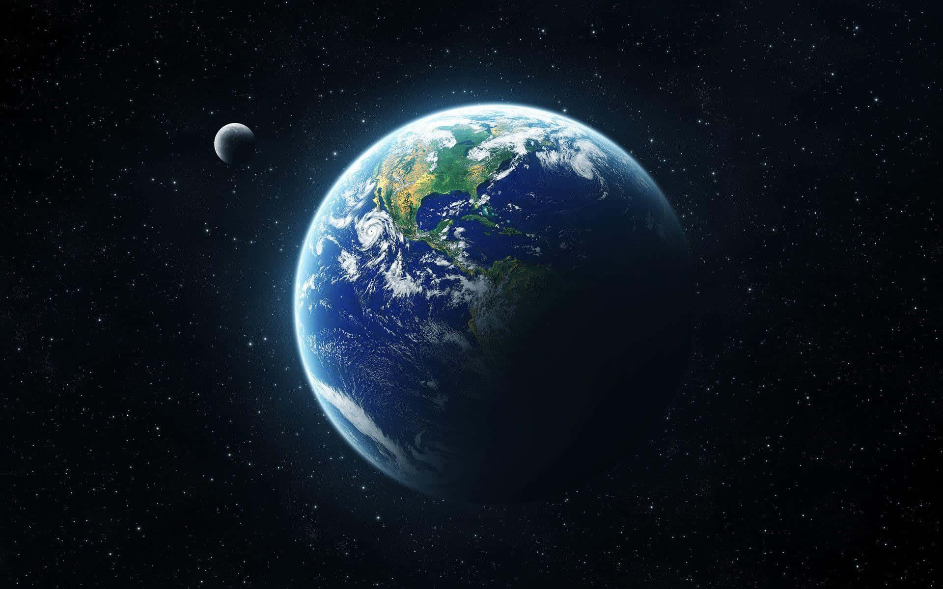 Weltraummond Und Erde Hintergrund