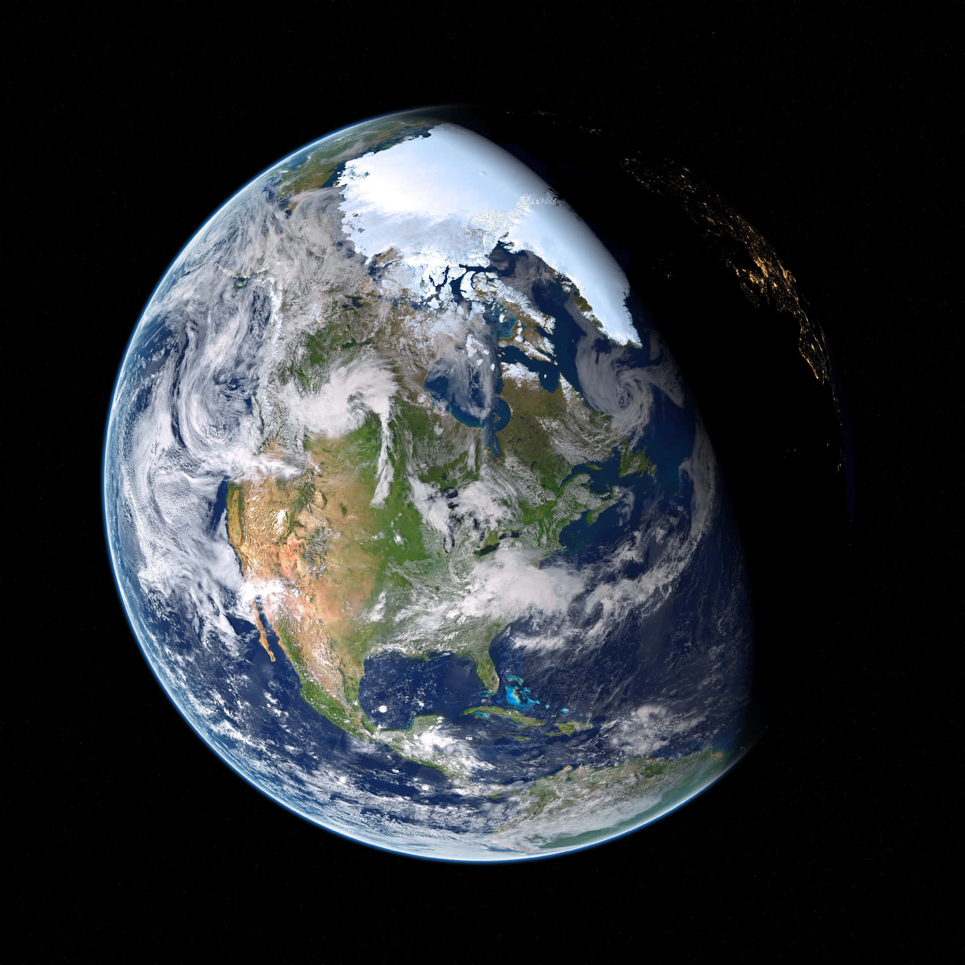 Earth With Visible Arctic Background