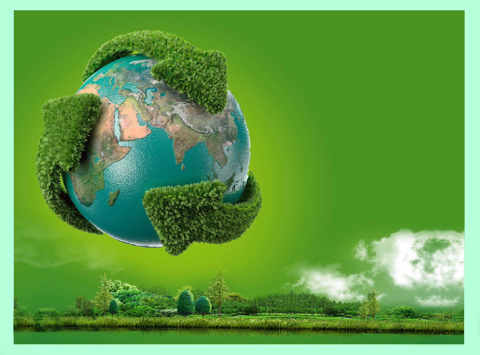 Recycling Green Earth Digital Art Background