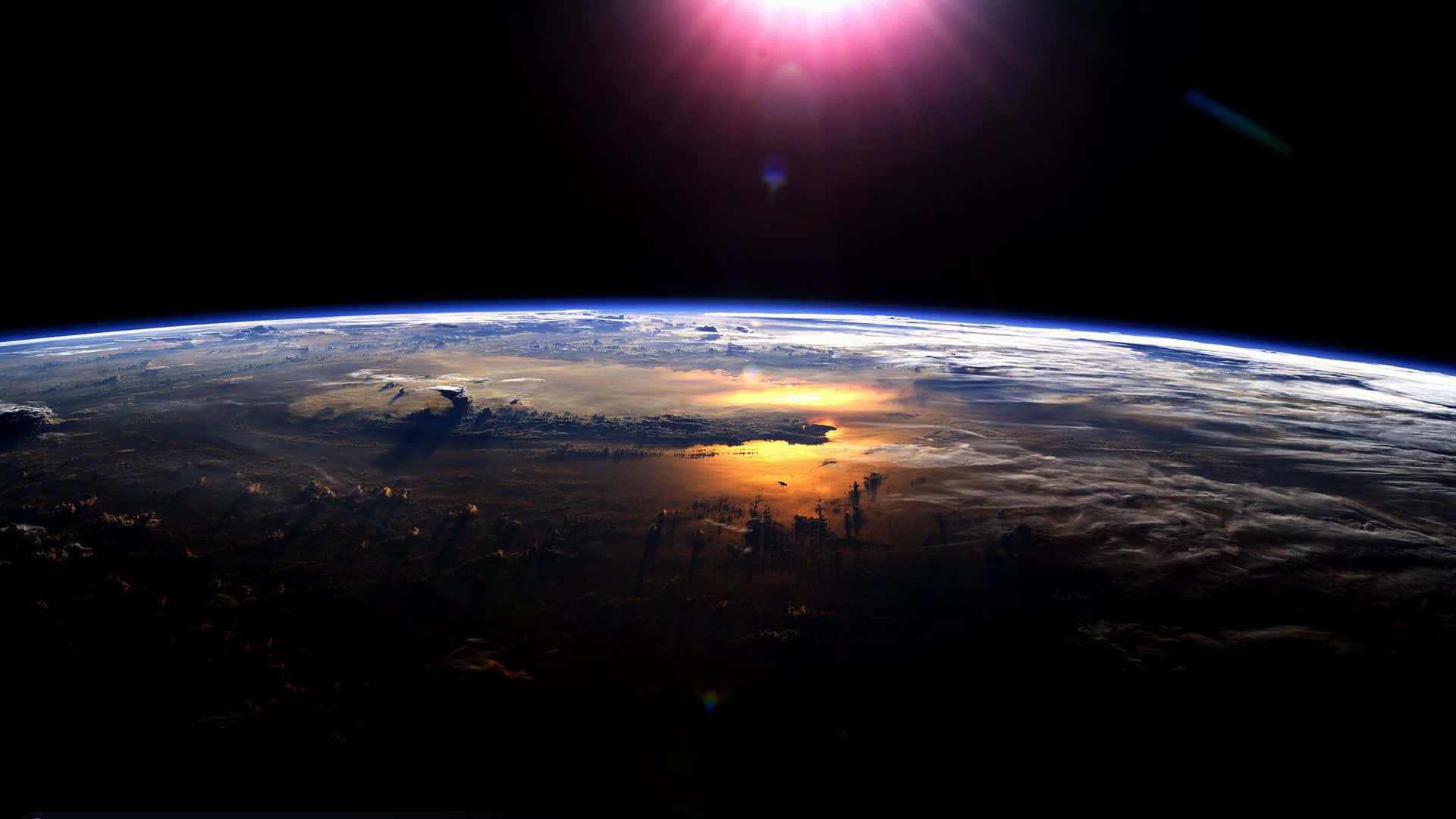Purple Light Over Earth Horizon Background