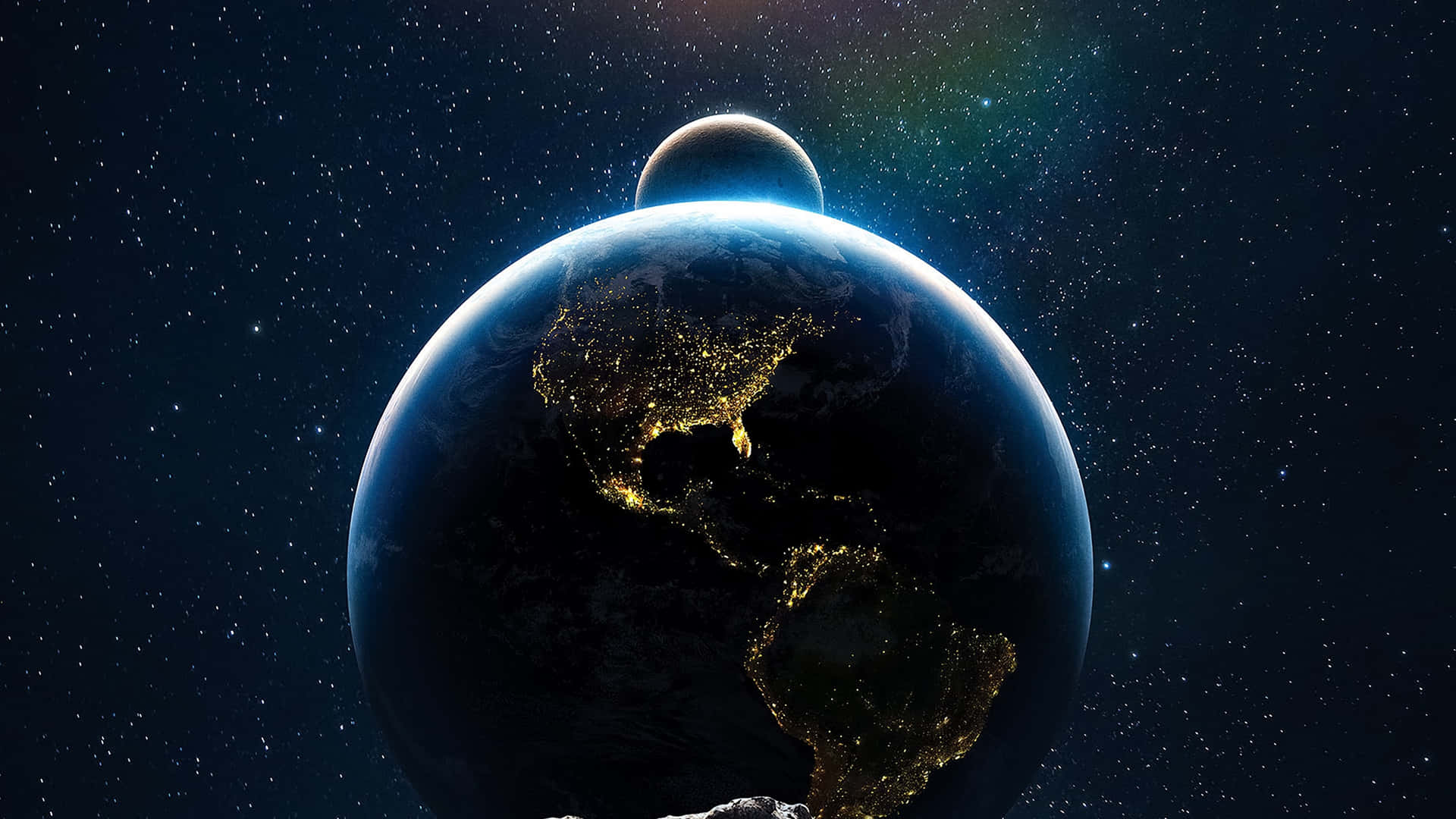 Increíblevista De La Tierra Desde El Espacio Exterior Fondo de pantalla