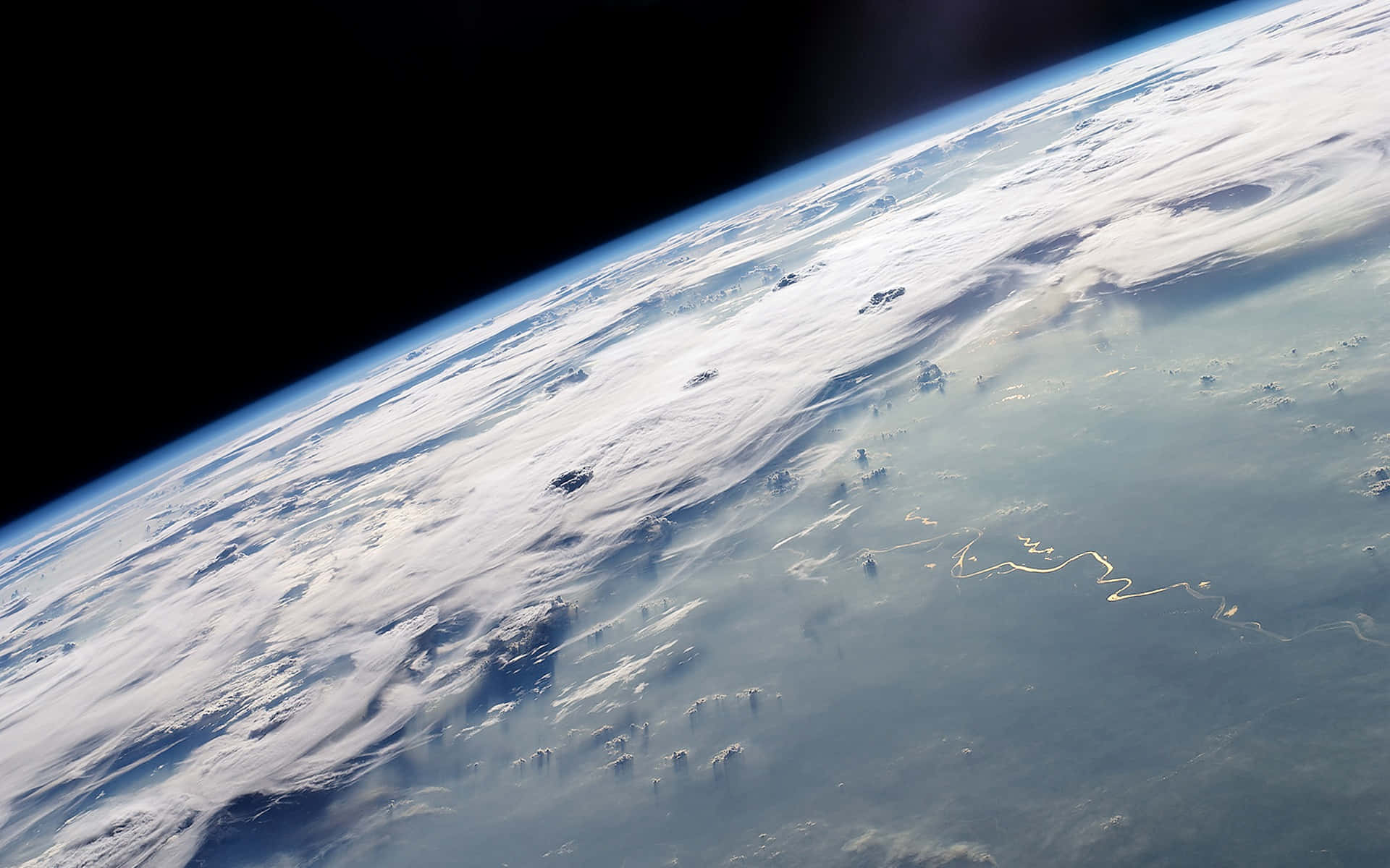 Et slående syn af vores blå planet fra fjern. Wallpaper
