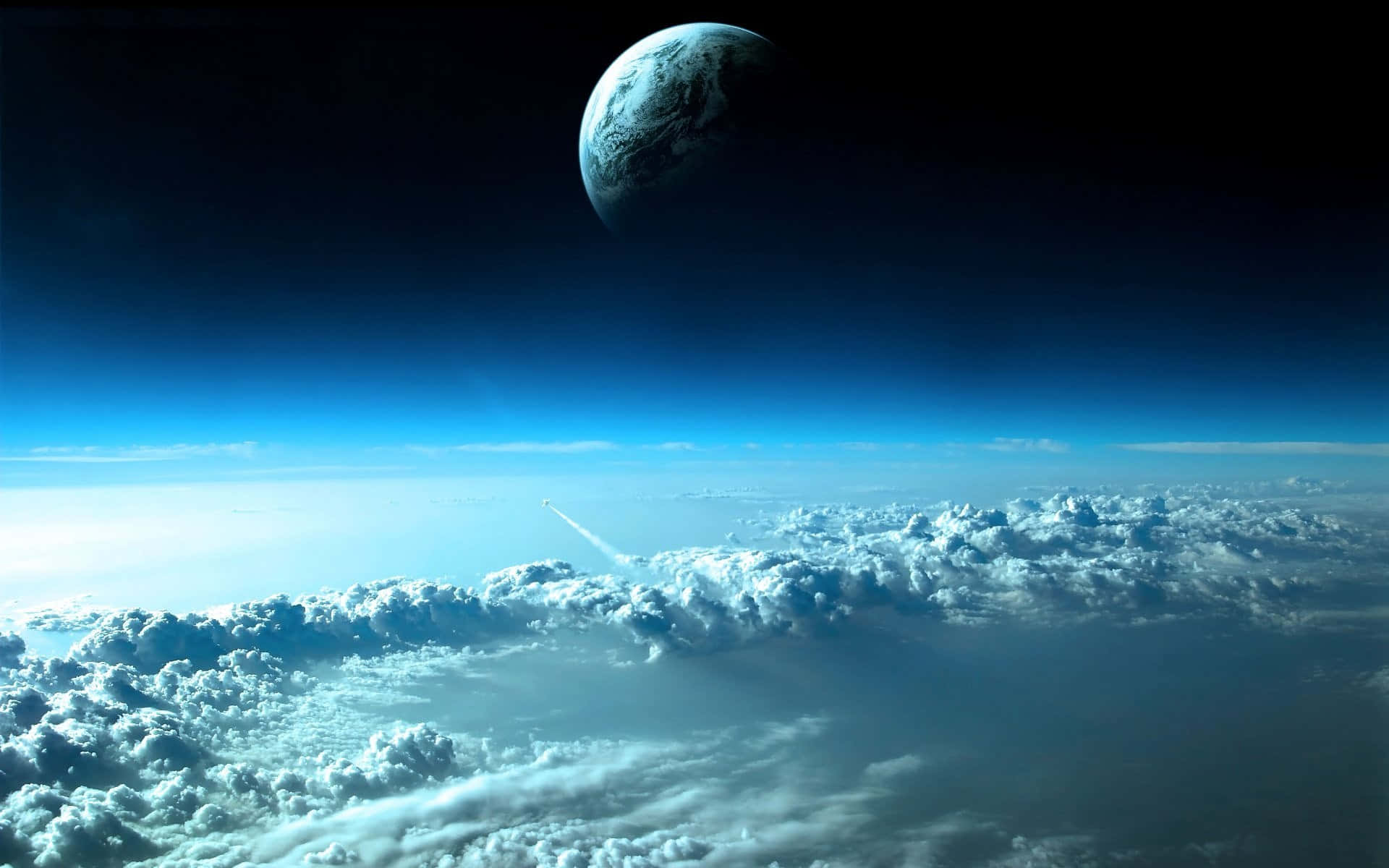 En utrolig udsigt af planeten Jorden fra rummet. Wallpaper