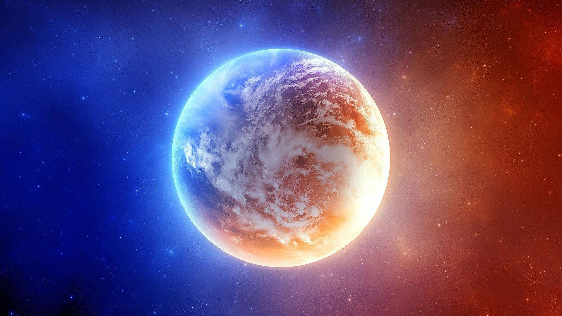 Earth In Fire And Ice Space Wallpaper