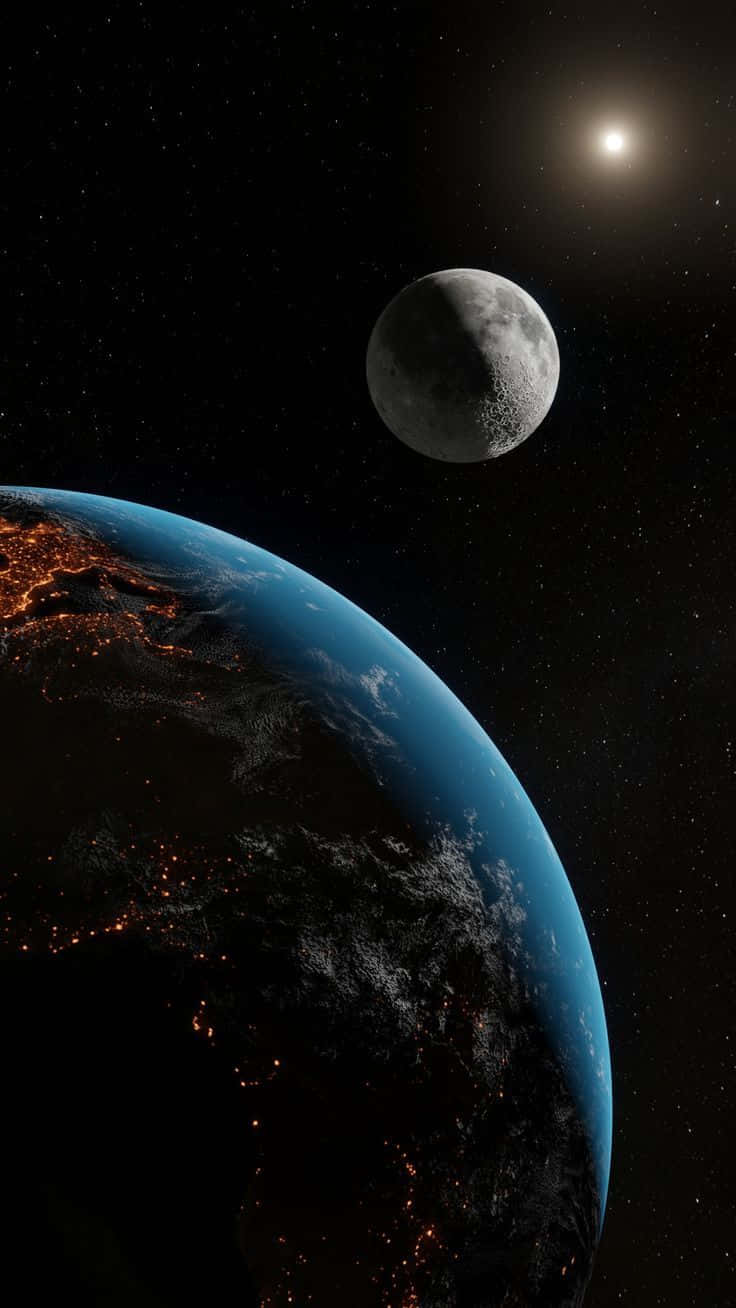 Earth Moon Space View Wallpaper