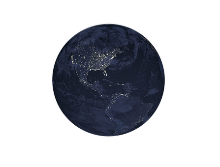 Earth Night Lights Global View PNG