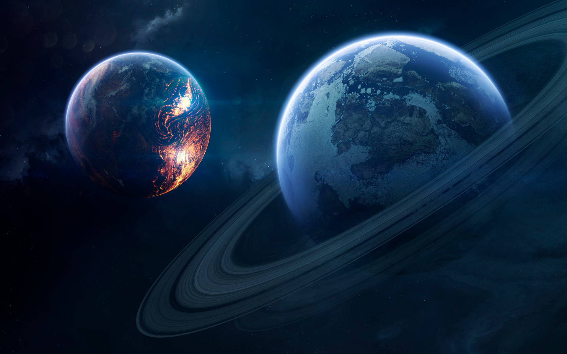Earth Saturn 4k Wallpaper