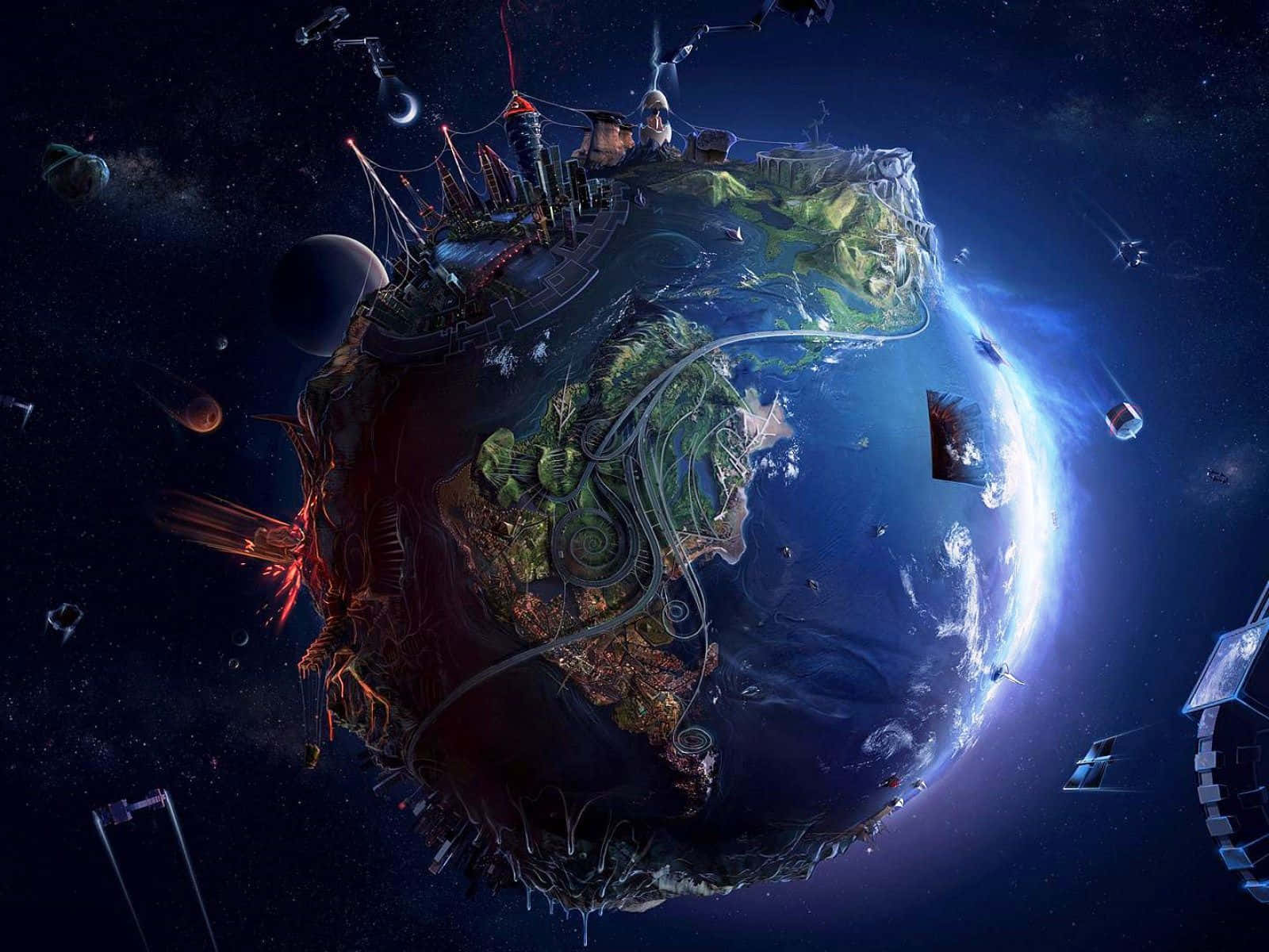 Unavista Panorámica De La Tierra Desde El Espacio Fondo de pantalla