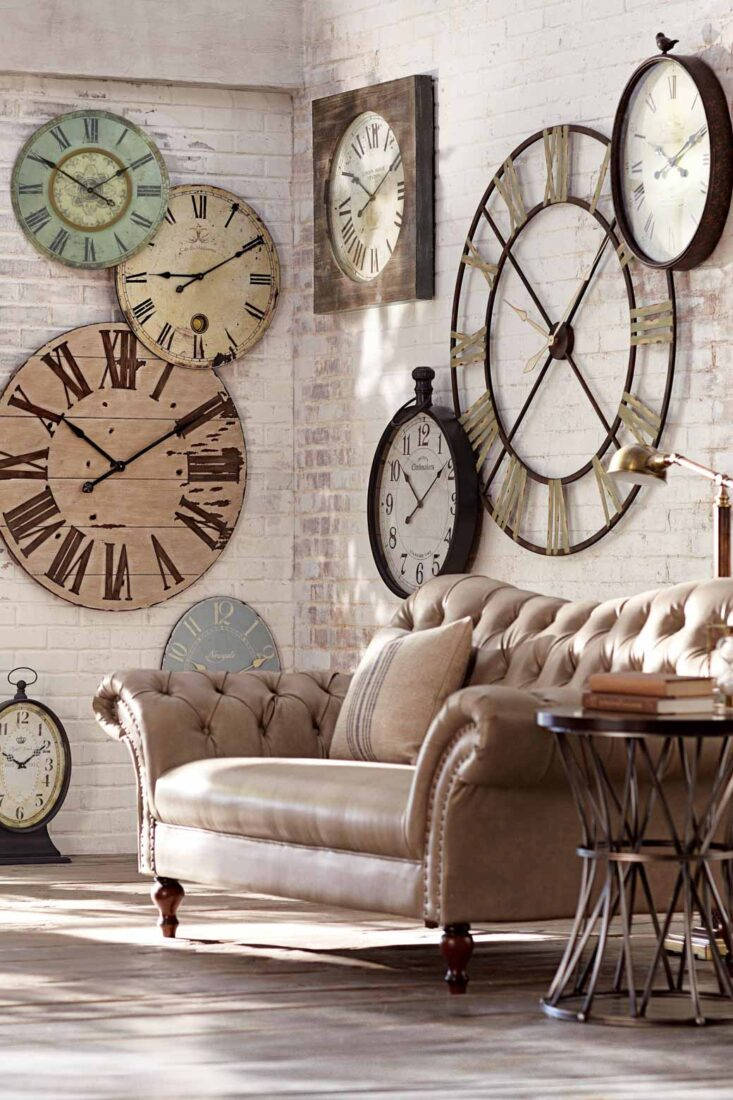 Earth-tone Clocks Decor Wallpaper
