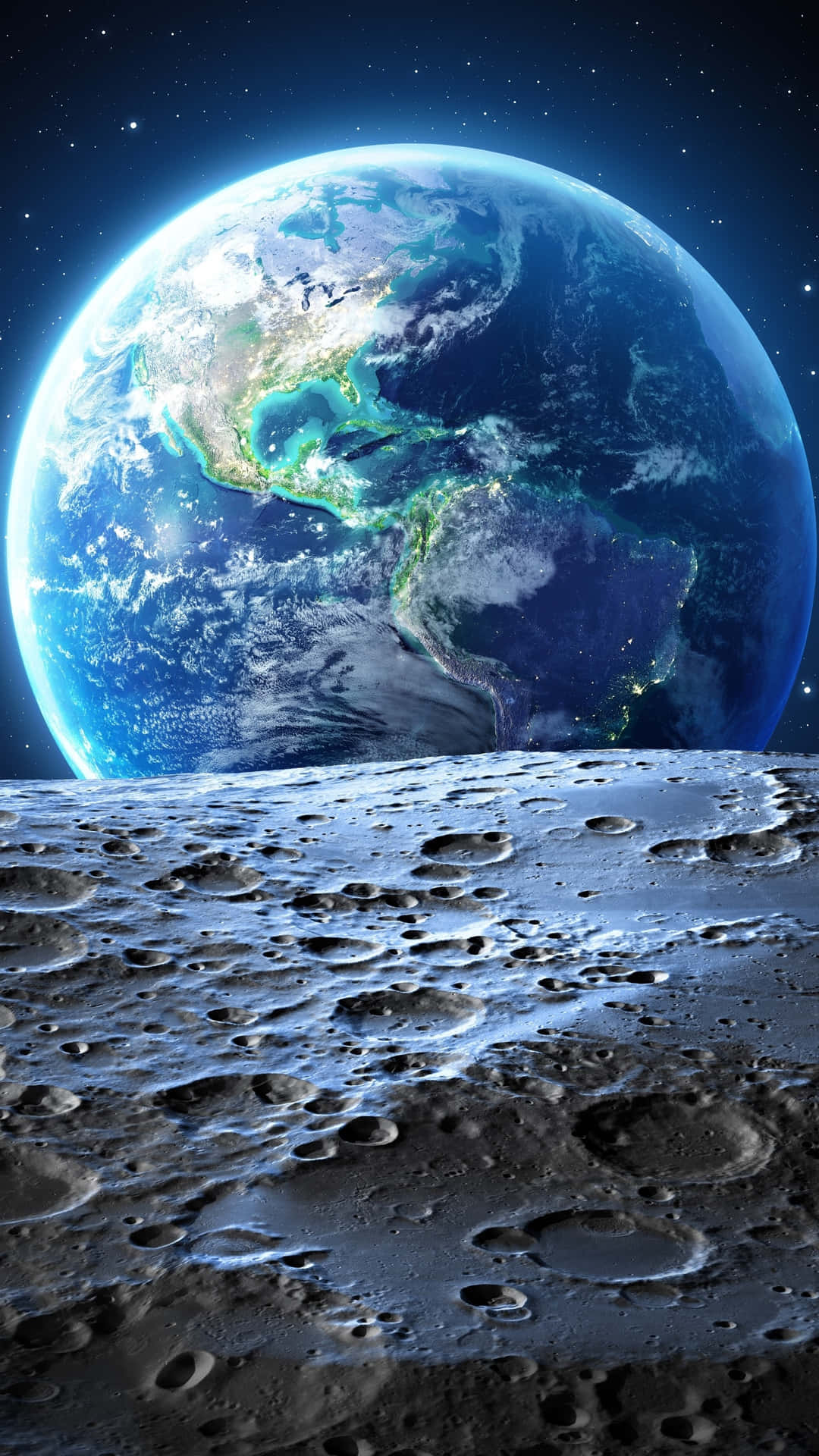 Earth View From Moon Surface Wallpaper