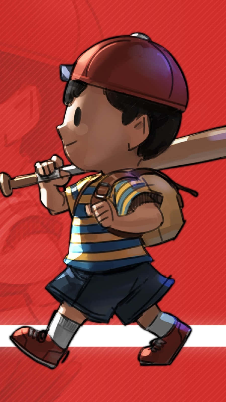 A Cartoon Boy Holding A Baseball Bat