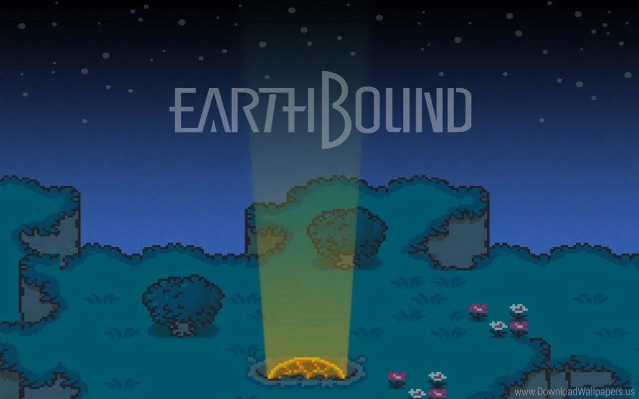 A glowing comet shines above a mountain in the magical world of Earthbound Wallpaper