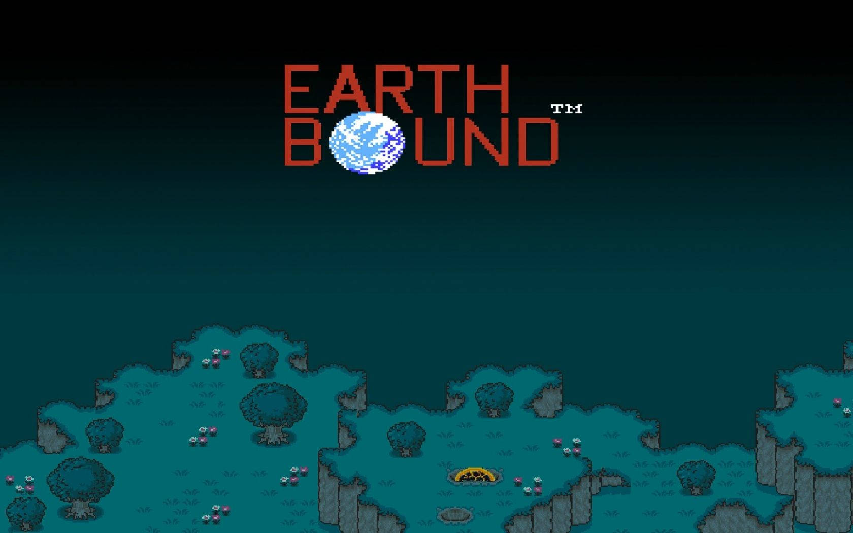 Earthbound Logo And Landscape Poster