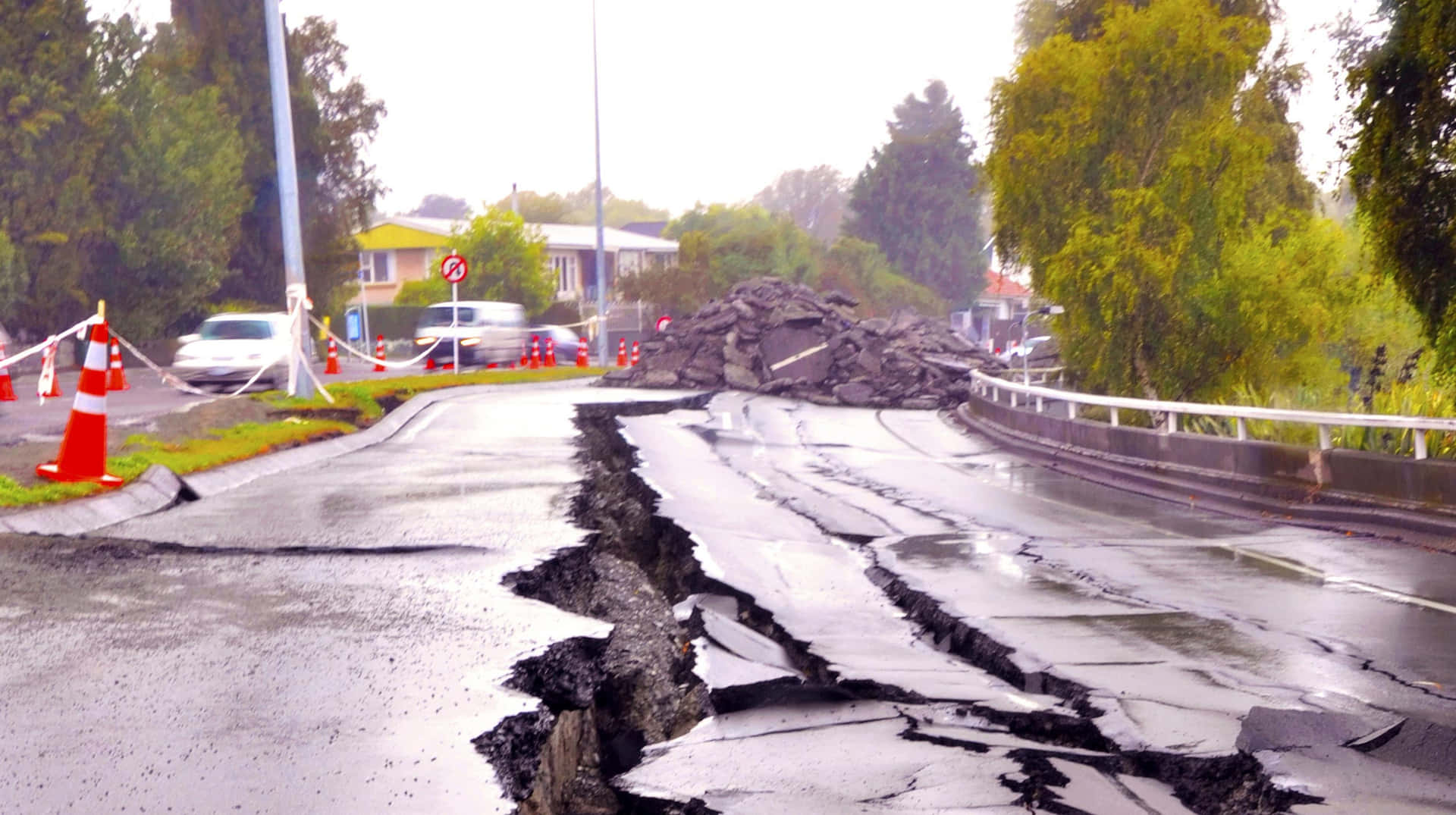 A Road With A Large Crack In It
